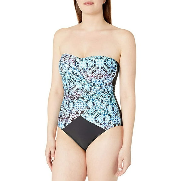Athena Women's Strapless Bandeau One Piece, Indigo Essence Multi, 10