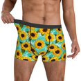 thumbnail image 3 of Men's Boxer Briefs, Sunflowers With Green Leaves Soft Comfy Mens Underwear Boxer Briefs Breathable With Widen Waist, 3 of 7