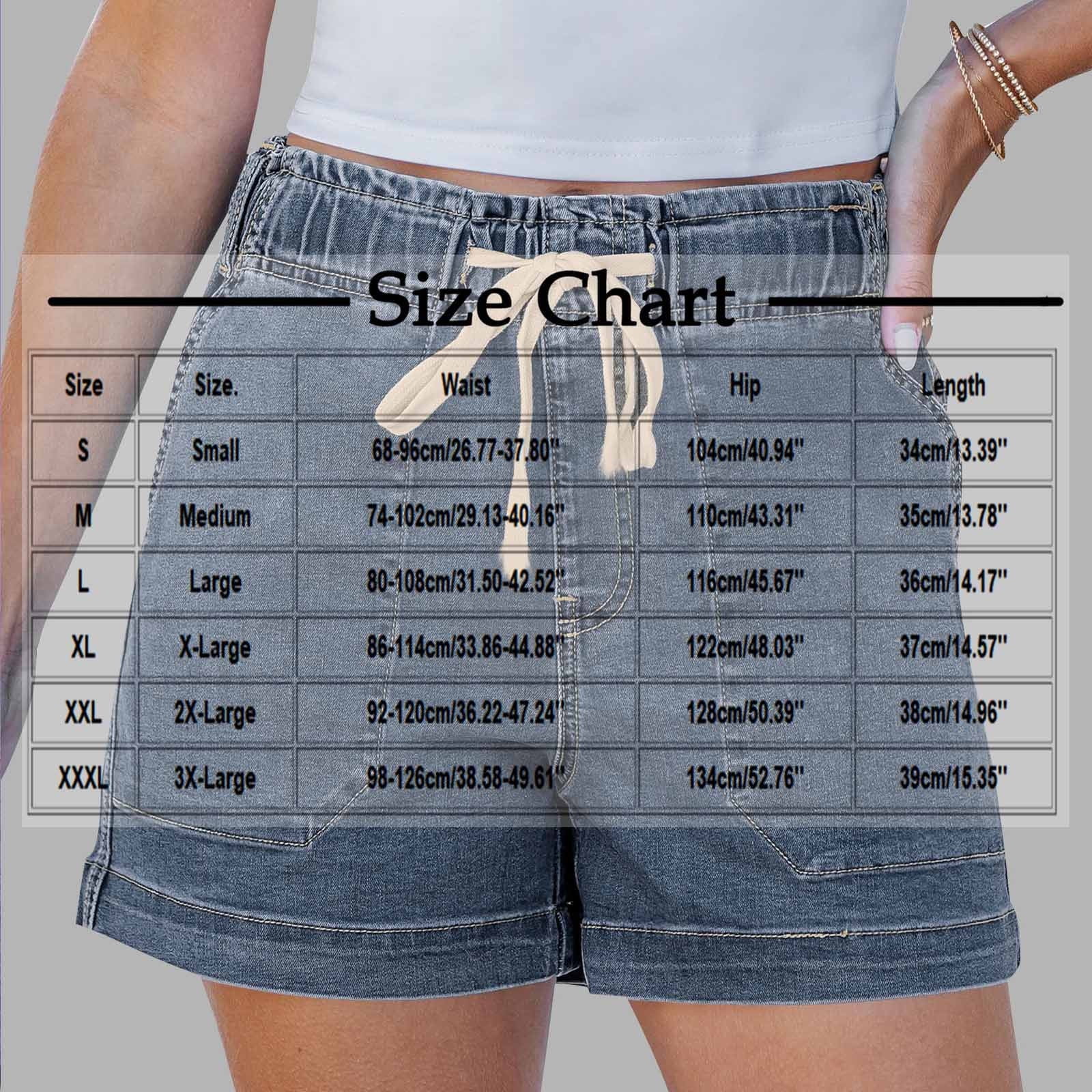 Ohufall Denim Shorts for Women Plus Size Fashion Casual Elastic