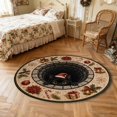 thumbnail image 2 of CookMate Christmas Round Decorative Area Rug 3D Optical Black Cat Santa Hat Design Non Washable Beige Floor Mat For Entryway Bedroom Living Room Indoor Holiday Season Home Styling, 2 of 5