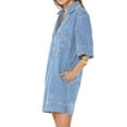 thumbnail image 2 of Womens Summer Collared V Neck Mini Casual Jean Dresses with Pockets Light Blue M, 2 of 6