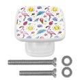 thumbnail image 1 of 4 Pieces Set Drawer Pulls Handle Square Wardrobe Cabinet Knobs with Stainless Steel Screws Furniture Kitchen Decor, 1 of 5