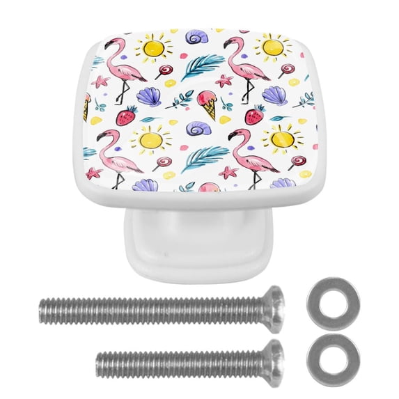 4 Pieces Set Drawer Pulls Handle Square Wardrobe Cabinet Knobs with Stainless Steel Screws Furniture Kitchen Decor