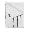 thumbnail image 2 of Fishing Theme Soft Flannel Fleece Throw Blanket, Colorful Fisherman Rods and Plastic Fish Baits on Plain Background Print, Cozy Plush for Indoor and Outdoor Use, 70" x 90", Multicolor, by Ambesonne, 2 of 5