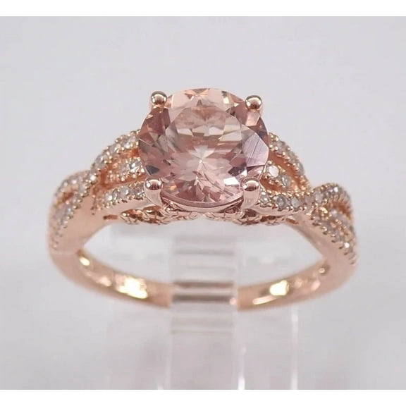 2Ct Round Cut Simulated Diamond Morganite Solitaire Pretty Classic Wedding Ring For Women's 14K Rose Gold Plated Silver