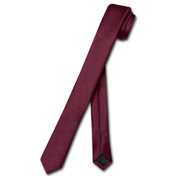 Vesuvio Napoli Narrow NeckTie Extra Skinny BURGUNDY Men's Thin 1.5"" Neck Tie