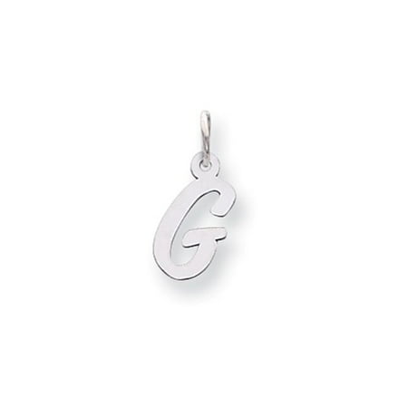 14k White Gold Small Script Initial G Charm (0.7in long x 0.4in wide)