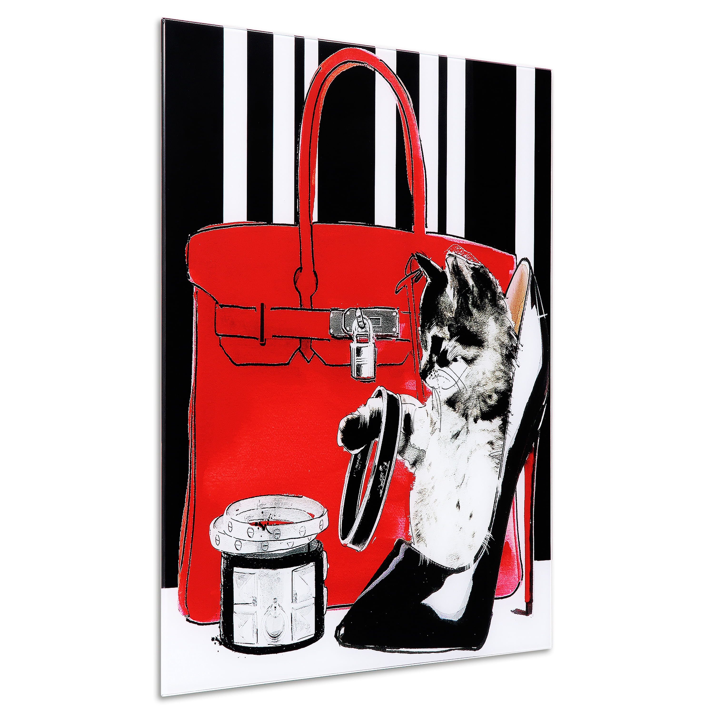 Empire Art Direct Woman's Best Friends 2 Frameless Free Floating Tempered Glass Panel Graphic Cat Wall Art, 20" x 20", Ready to Hang