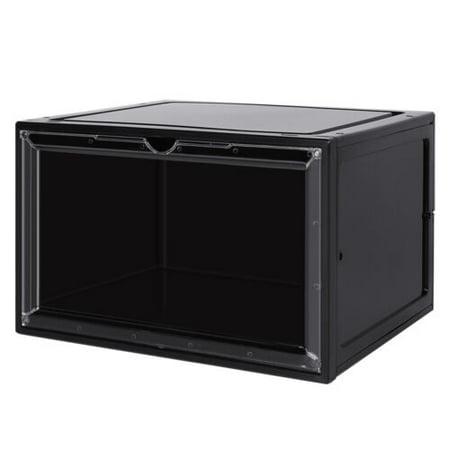 

Magnetic Shoe Storage Box Drop Side/Front Sneaker Cases Stackable Container L/XL Black/XL 4x