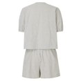 thumbnail image 6 of ibiyuan Women 2 Piece Outfits Sets Women's Fashion Striped Shorts Set Casual Summer Outfit with Elastic and Drawstring Waist Stylish Comfortable Two Piece, 6 of 6