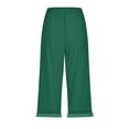 thumbnail image 4 of Cyglowse Capris for Women Petite Length Plus Size Pull on Pedal Pushers Dress Capris Summer Wide Leg Casual Cropped Pants with Pockets Dark Green 3XL, 4 of 4