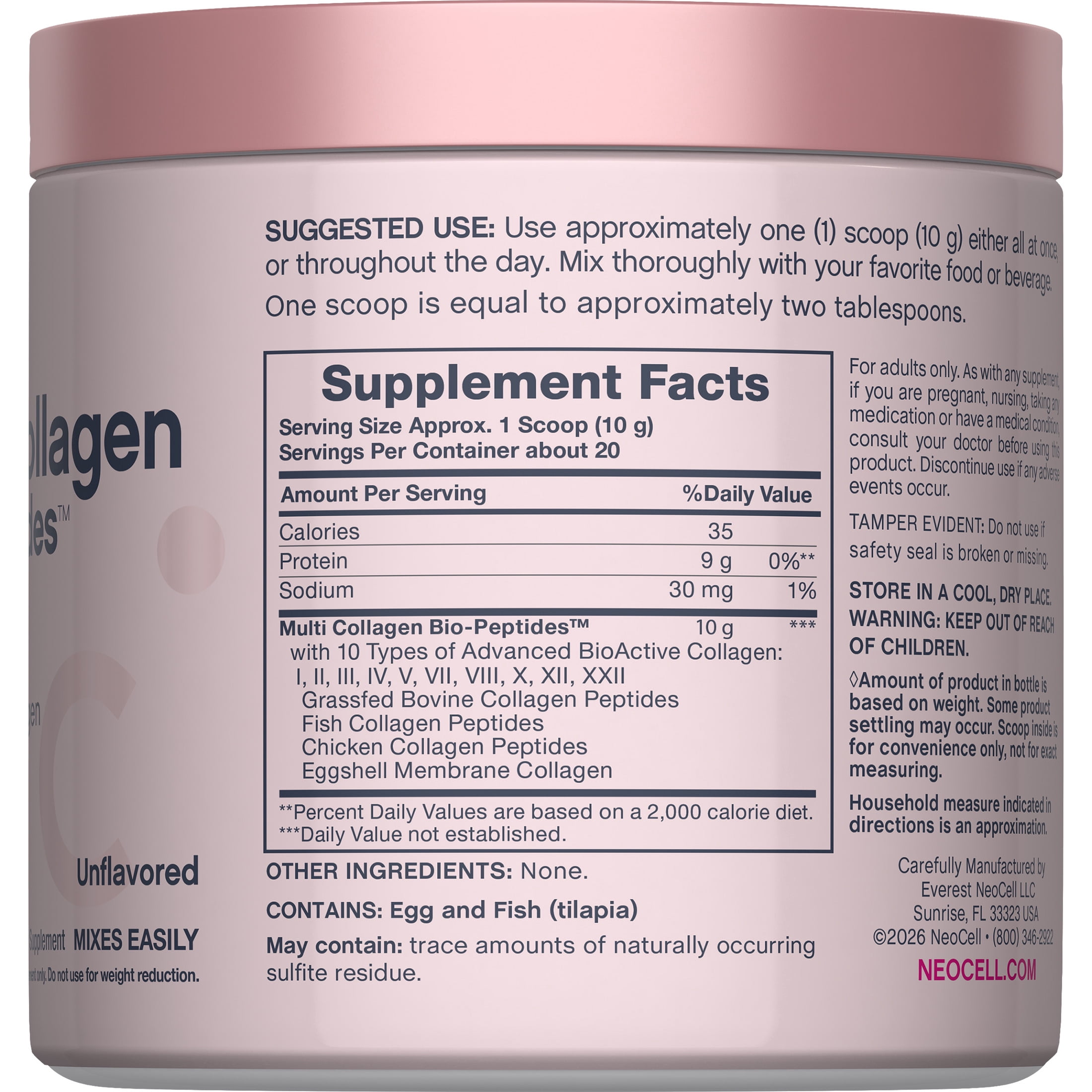 NeoCell Multi Collagen Powder for Bone & Joint Health - 7 oz UnFlavored