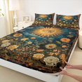 thumbnail image 3 of Manfei Moon Sun Twin Sheet Sets 3pcs for Teens Adults,Chic Floral Flowers Twin Fitted Sheet Microfiber,Bohemian Boho Breathable Flat Sheet,Super Cozy Room Decor, 3 of 7