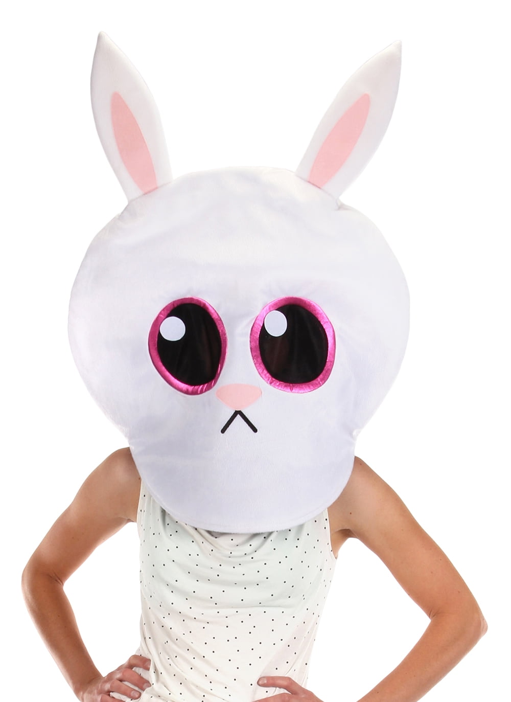 elope Maskot Head White Polyester Rabbit Costume Mask, for Adult