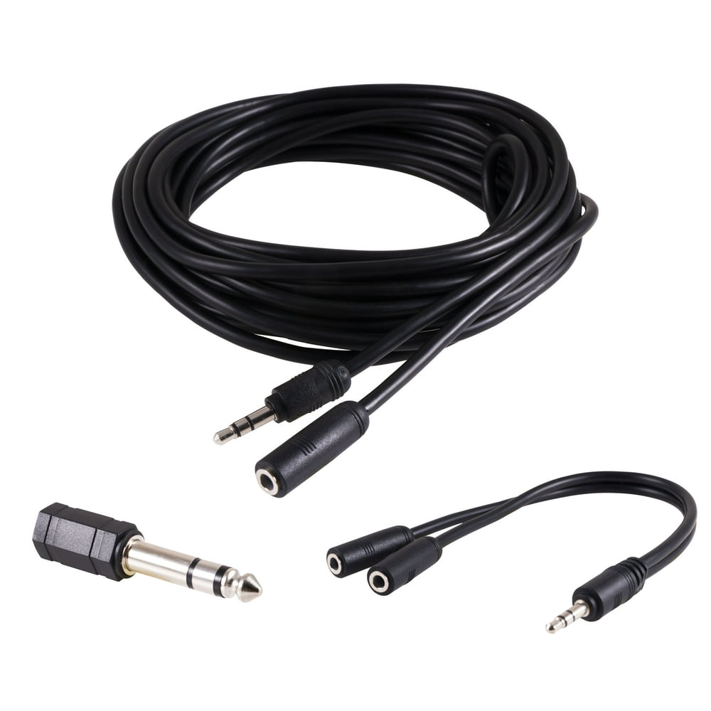 Onn 3.5 mm Auxiliary Cord Audio Cable Kit with Extension Cable
