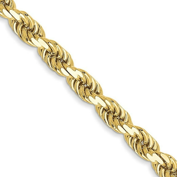 10k Yellow Gold Solid 3.5mm Handmade Sparkle Cut Rope Chain Necklace 16 Inch Lobster Claw - Chain Necklace for Women and