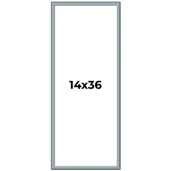 14x36 Frame Blue Scuffed Farm Board Solid Wood Picture Frame Width 0.75 Inches | Interior Depth 0.5