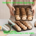 thumbnail image 4 of Egg Container With Lid For Refrigerator Auto Rolling Egg Holder Large Capacity Egg Organizer Tray Bins Stackable Fresh Storage Box For Fridge Plastic brown(3 Layers), 4 of 7