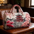 thumbnail image 6 of Quilted Duffel Bags for Traveling, Weekend Travel Tote Floral Embroidered Overnight Bag Weekender Carry On Barrel Bag for Women Girls, 16 Inch (C), 6 of 8