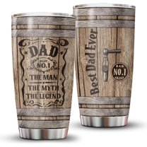 Wooden Dad Tumbler, Dad Tumbler with Lid 20 Oz Stainless Steel, Best Dad Ever Travel Mug, The Myth The Legend Coffee Cup, Gifts for Dad, Father Days Gift