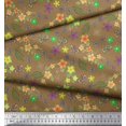 thumbnail image 2 of Soimoi Brown Cotton Poplin Fabric Leaves,Insect & Floral Artistic Print Fabric by Yard 56 Inch Wide, 2 of 3