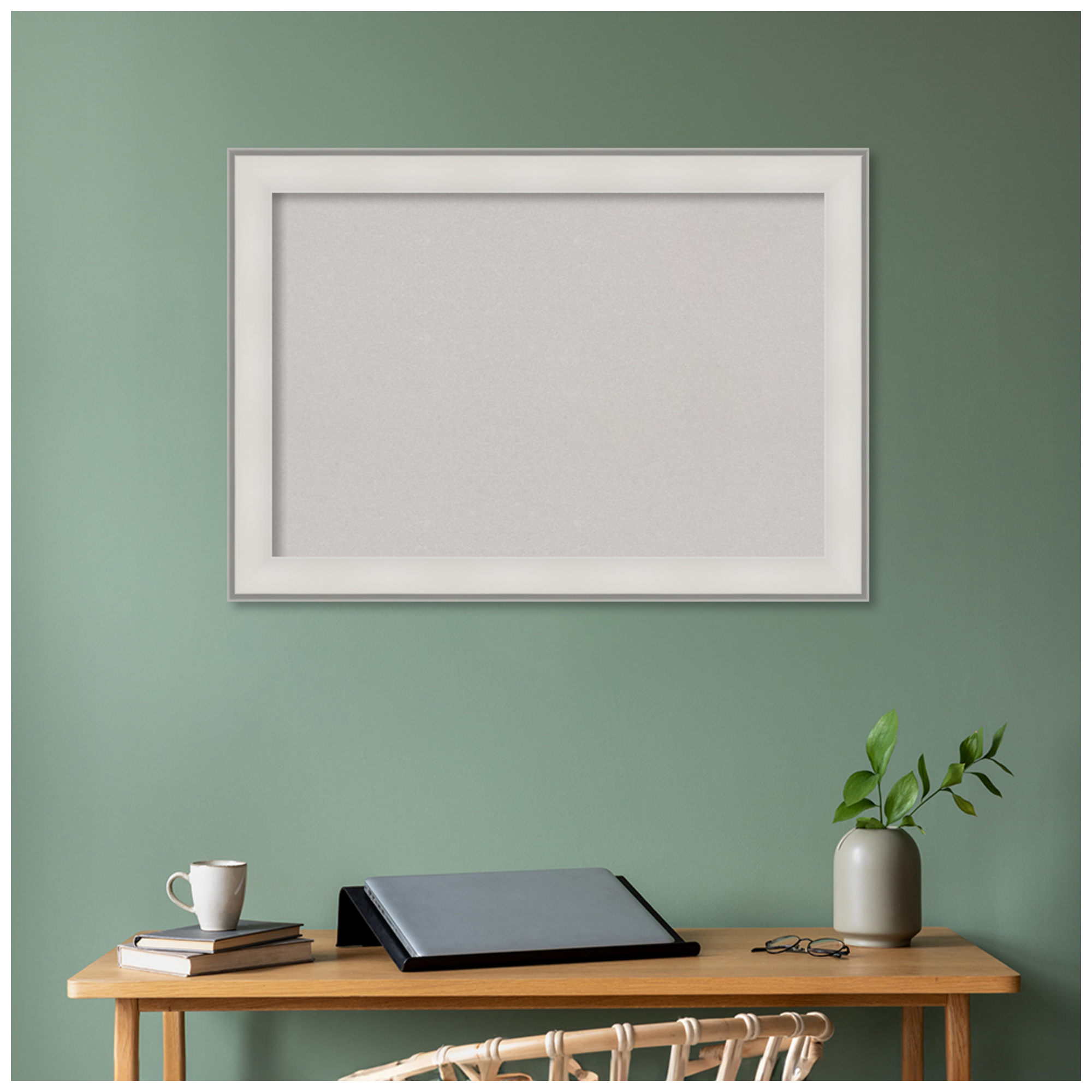 Amanti Art Grey Cork Board Framed Imperial White Bulletin Board 41 in. x 29 in.