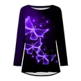 thumbnail image 4 of Camiseta holgada de manga larga con cuello redondo y estampado de mariposa a la moda para mujer Fridja  czfsfas250, 4 of 5