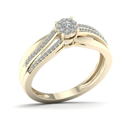 Imperial 1/5ct TDW Diamond 10K Yellow Gold Cluster Crossover Engagement Ring