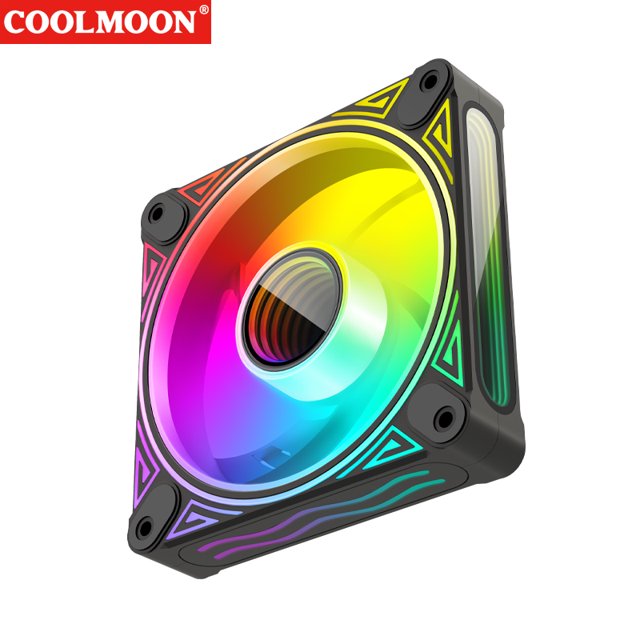 Admirador COOLMOON DM1 5V 3PIN ARGB 12V 4PIN PWM Luminous PC Case Fan (Reverso negro)