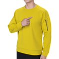 thumbnail image 3 of ZCFZJW Long Sleeve Athletic Workout Sweatshirts for Men Big and Tall Regular Fit Casual Solid Color Crewneck Pullover Tops with Zipper Pockets Yellow XXXXL, 3 of 9