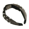 thumbnail image 6 of Unique Bargains 1 Pc Bling Twisted Faux Pearl Velvet Headband Headwear Hairband for Women 1.2 Inch Wide Coffee Color, 6 of 7