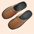 thumbnail image 5 of XIHAHA-zapatos de interior de cuero para otoño e invierno, zapatillas para hombre y mujer, chanclas concisas de color azul marino, Zapatillas de casa simples para hombre, 5 of 5