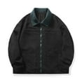 thumbnail image 2 of Men Corduroy Jacket - Lapel Collar Long Sleeve Patchwork Color Casual Jacket Coat with Pockets Zipper Placket, 2 of 8