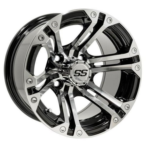 GTW Specter 12x7 Golf Cart Wheel - Machined/Black (4/4) 3 4 [19-151]