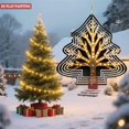 thumbnail image 4 of Metal Hanging Christmas Tree Wind Spinner - Glittering Gold Design with White Outline Perfect for Festive Yard & Garden Decor, 4 of 6