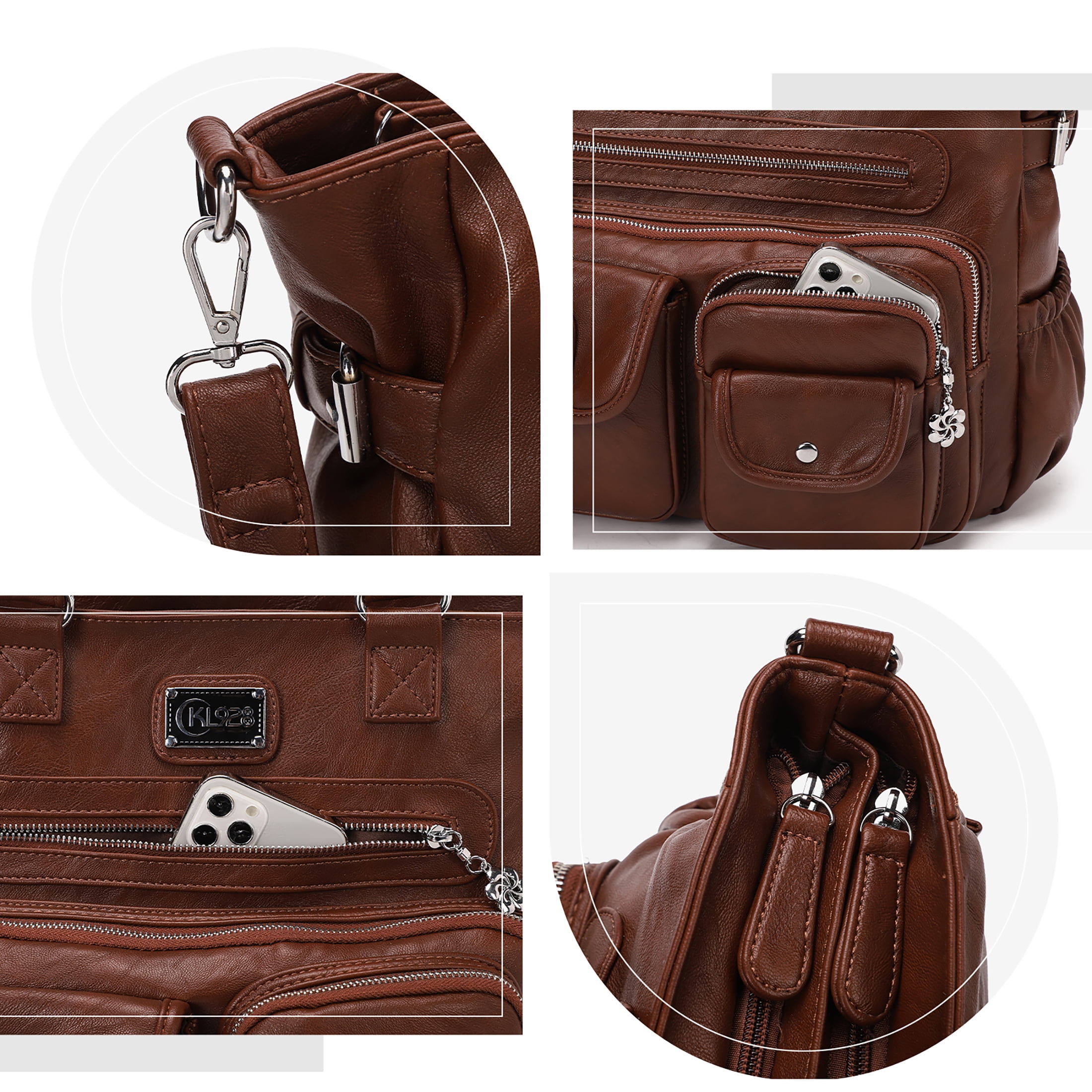 KL928 Large Purses for Women Shoulder Handbags Large Crossbody Hobo Bag for Women(Chestnut Brown)