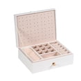 thumbnail image 1 of Matsuzay Caja Joyas Rejillas Múltiples Cajas de Cuero Estuche Geométrico Clásico Organizador de Cosméticos para Anillos Crema Almacenamiento y organización del hogar Blanco 23*17*8.5 cm, 1 of 6