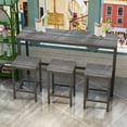 thumbnail image 7 of Seizeen Bar Table Set of 4, Modern Counter Height Dining Table & 3 Stools, Dark Texture Pub Bistro Set with 3 Height Stools for Small Space Kitchen Cafe Shop, Gray, 7 of 7