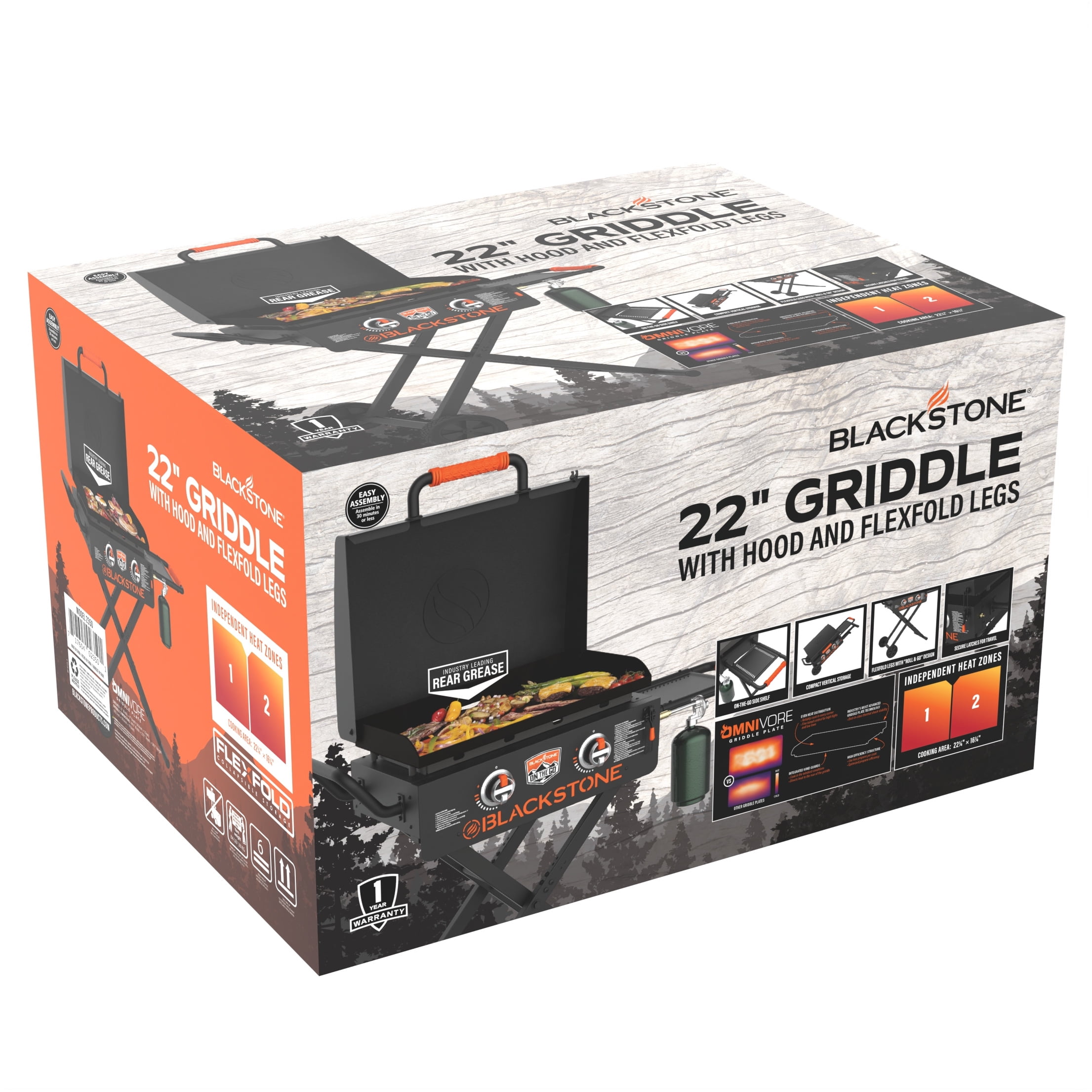 Blackstone On-the-Go 2-Burner 22” Propane Omnivore Griddle with Flexfold Legs