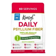 Konsyl Daily Psyllium Fiber Powder, 1 Single Ingredient for Digestive Health, Zero Sugar, 60 Serv.