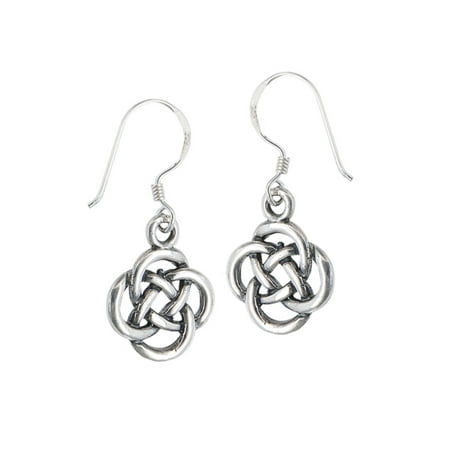 New .925 Sterling Silver Celtic Knot Dangle French Wire Earrings