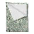 thumbnail image 2 of Hipster Soft Flannel Fleece Throw Blanket, Summer Mood Illustration with Flowers Bicycle Backpack and Food, Cozy Plush for Indoor and Outdoor Use, 50" x 60", Pale Almond Green Cream, by Ambesonne, 2 of 5