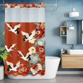 thumbnail image 6 of No Hook Japanese Style Shower Curtain with Snap in Liner Set, Red Farmhouse Botanical Peony Birds Waterproof Fabric Bathroom Curtains with See Through Top Window, Hotel Style Small 36 x 78 Inch, 6 of 9