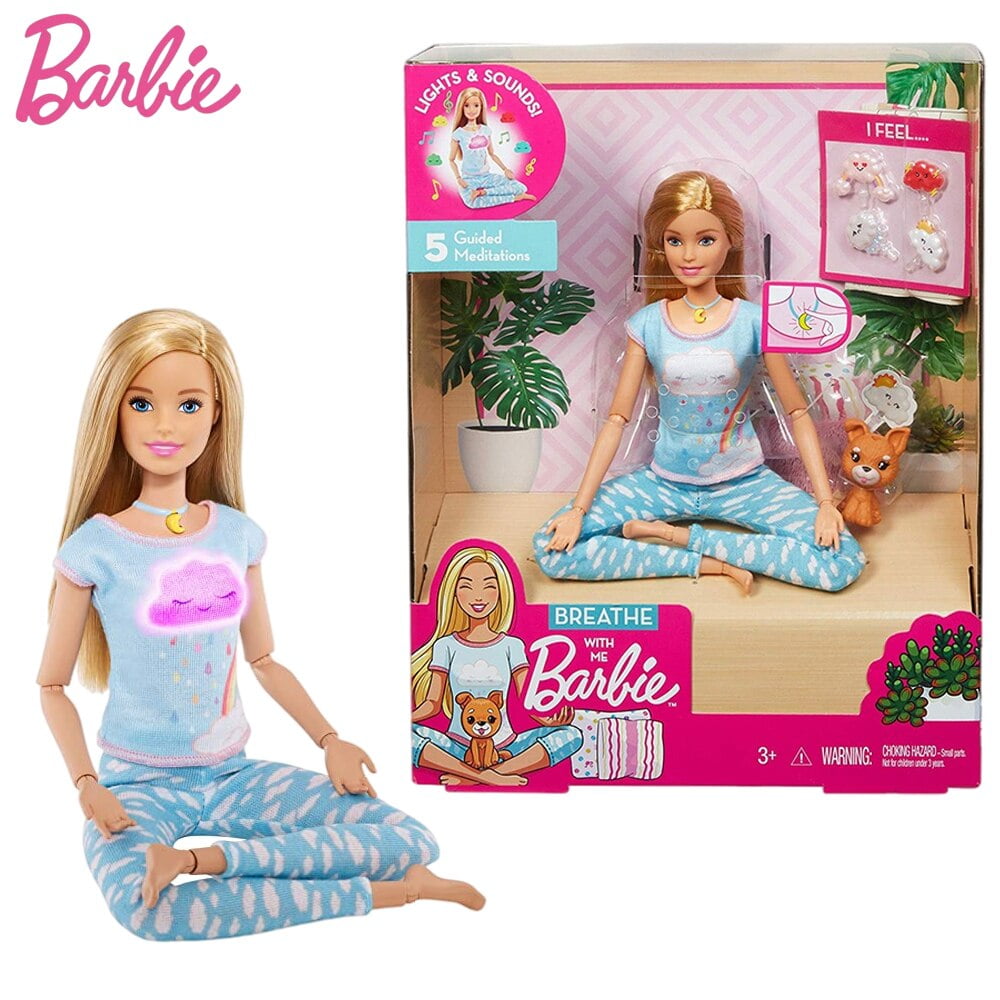 Barbie Original Brand 2020 Newest Yoga Doll Toy Breathe with Me Meditation Princess Blone Pretty Girl For Birthday Present GMJ72 Fivean unisex Walmart en linea