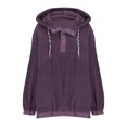 thumbnail image 5 of Fashion Plus Size Pullover Hoodie for Womens Zip Up Fuzzy Fleece Hoodie Oversized Sweatshirt Cozy Button Sweater Pullover With Pocket, 5 of 5
