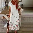 thumbnail image 1 of SMihono Summer Boho Dress for Grande Taille pour Femme Mode Femmes Confortable Décontracté Col Rond Manches Courtes Imprimé Fente Dress, 1 of 8