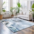 thumbnail image 3 of 8'x10' Area Rugs, Coastal Lighthouse Indoor Outdoor Area Rug for Living Room Bedroom, Summer Ocean Nautical Sea Waves Blue Washable Bathroom Rugs Kitchen Floor Carpet Mats Home Decor Aesthetic, 3 of 8