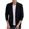 thumbnail image 3 of Men's Sweater Coat Long Sleeve Button Down Solid Knit Cardigan Outerwear with Pockets Black L, 3 of 3