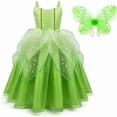thumbnail image 1 of Disfraz de hada para niñas, vestido de princesa + alas de mariposa de hada, 2 piezas, para fiesta de cumpleaños, Halloween, Navidad, carnaval, cosplay, de 2 a 11 años., 1 of 5