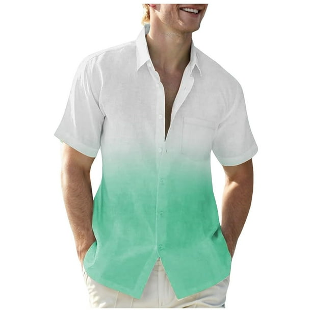 Camisas de Manga Larga para Hombres Moda Casual Impresión Cuello de Vuelta Blusa Transpirable para Diario Y de Negocios